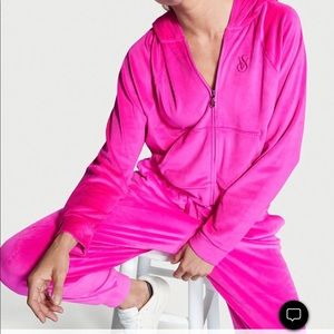 VS hot pink velour tracksuit.